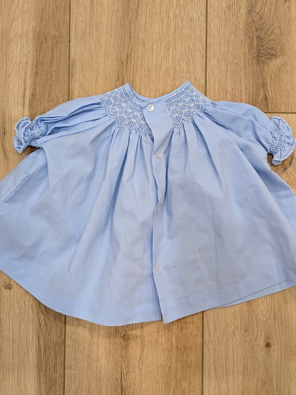 Smocked Light Blue Baby Dress - Picture 2 of 5